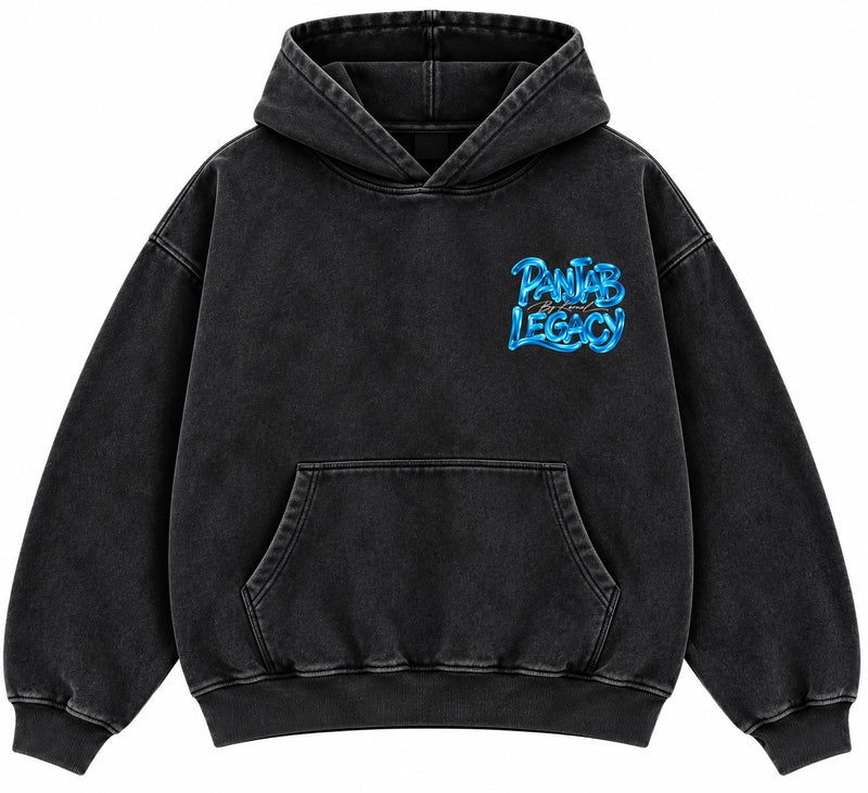 KARMAL Punjab Legacy Hoodie in black acid wash